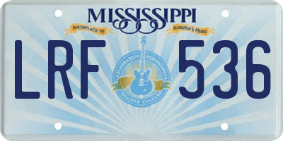 MS license plate LRF536