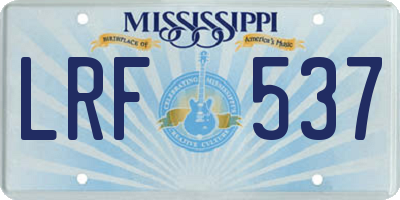 MS license plate LRF537