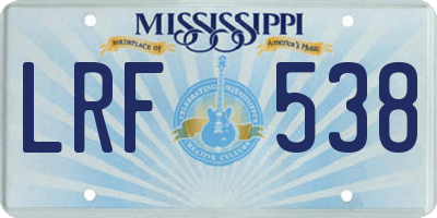 MS license plate LRF538