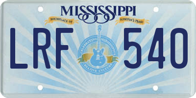 MS license plate LRF540