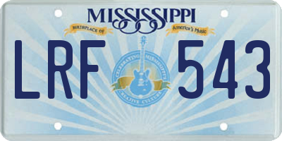 MS license plate LRF543
