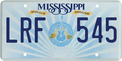 MS license plate LRF545