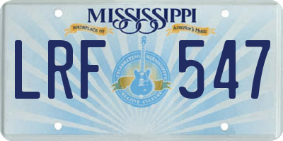 MS license plate LRF547