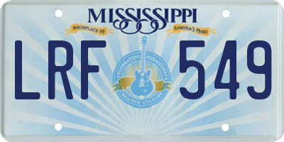 MS license plate LRF549