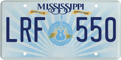 MS license plate LRF550