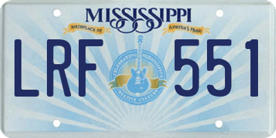 MS license plate LRF551