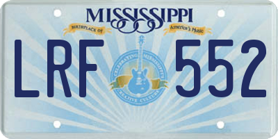 MS license plate LRF552