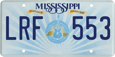 MS license plate LRF553