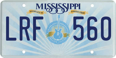 MS license plate LRF560