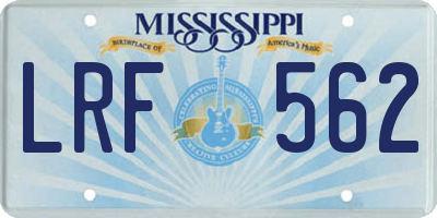 MS license plate LRF562