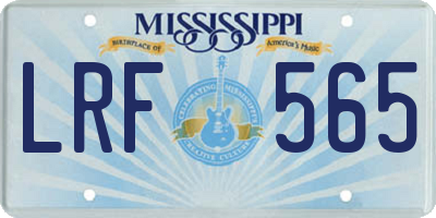 MS license plate LRF565