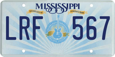 MS license plate LRF567