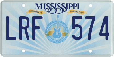MS license plate LRF574