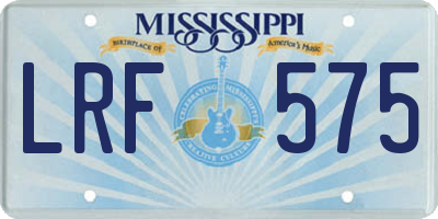 MS license plate LRF575