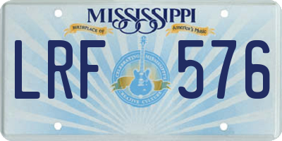 MS license plate LRF576