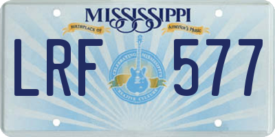 MS license plate LRF577
