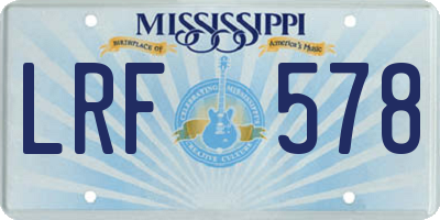 MS license plate LRF578