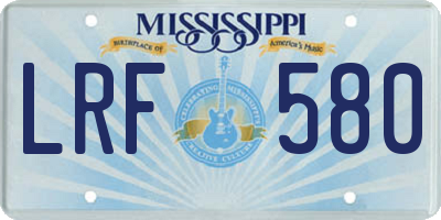 MS license plate LRF580