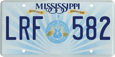 MS license plate LRF582