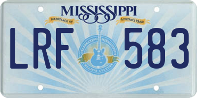 MS license plate LRF583