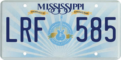 MS license plate LRF585