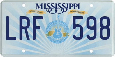 MS license plate LRF598
