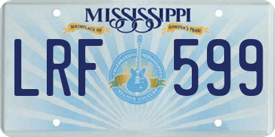 MS license plate LRF599