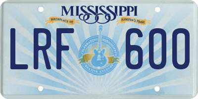 MS license plate LRF600
