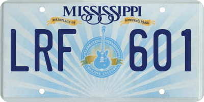 MS license plate LRF601