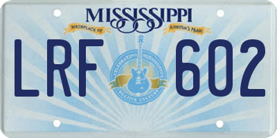 MS license plate LRF602