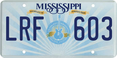 MS license plate LRF603