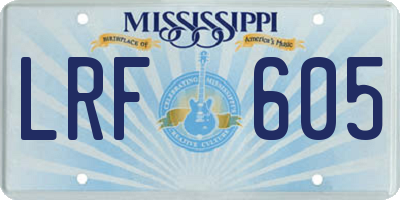 MS license plate LRF605