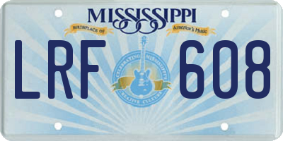 MS license plate LRF608