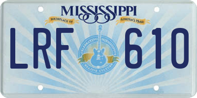 MS license plate LRF610