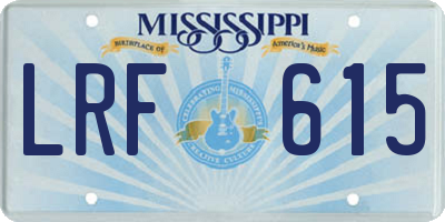 MS license plate LRF615