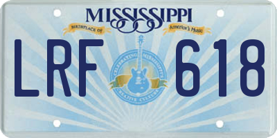 MS license plate LRF618