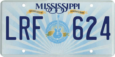MS license plate LRF624