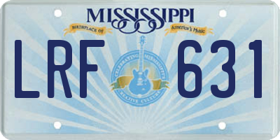 MS license plate LRF631