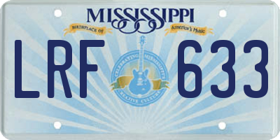 MS license plate LRF633