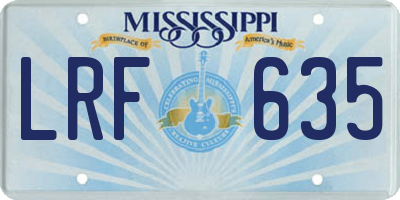 MS license plate LRF635