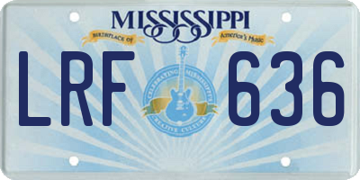MS license plate LRF636