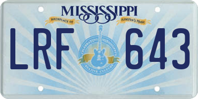 MS license plate LRF643
