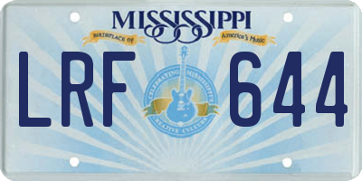 MS license plate LRF644