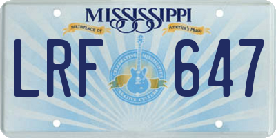 MS license plate LRF647