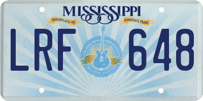 MS license plate LRF648