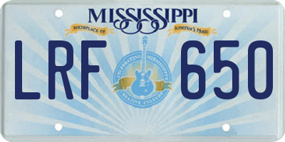 MS license plate LRF650