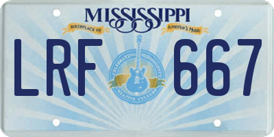 MS license plate LRF667