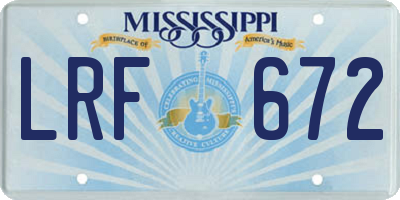 MS license plate LRF672