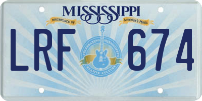 MS license plate LRF674