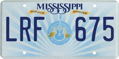 MS license plate LRF675